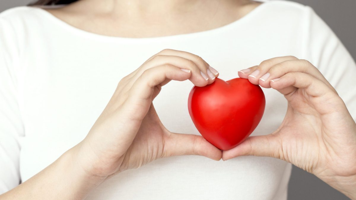 Holding heart, vertical